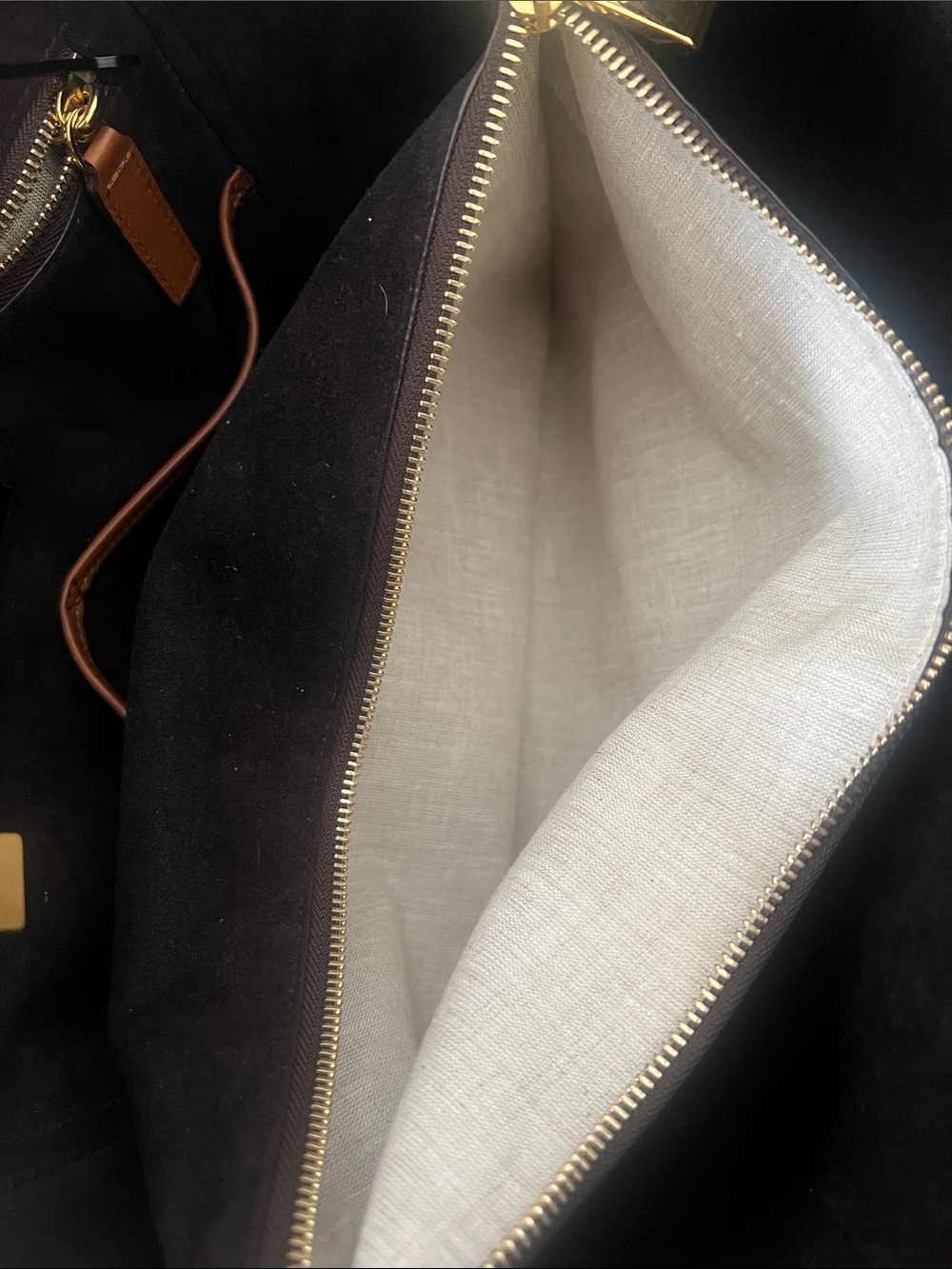 Michael Kors Collection Brown Leather Satchel with Gold Accents - Picture 3 of 6